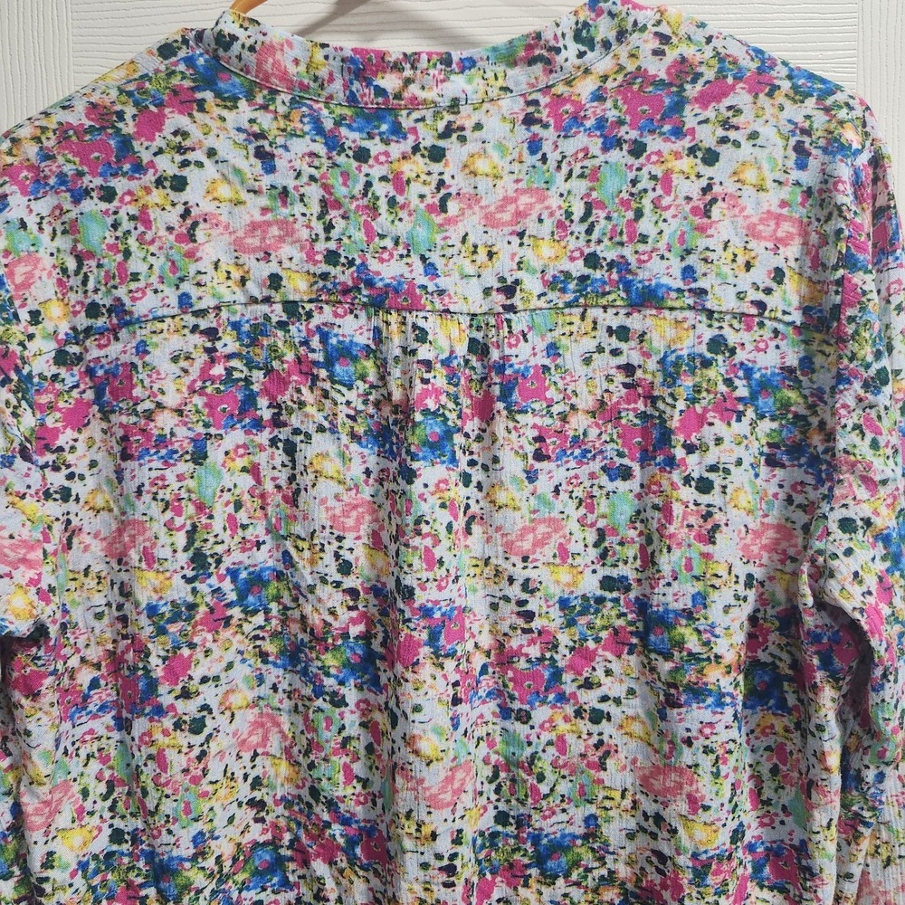 Kut From The Kloth Blouse S Colorful Abstract Floral Rayon Button Front Top - Picture 16 of 16